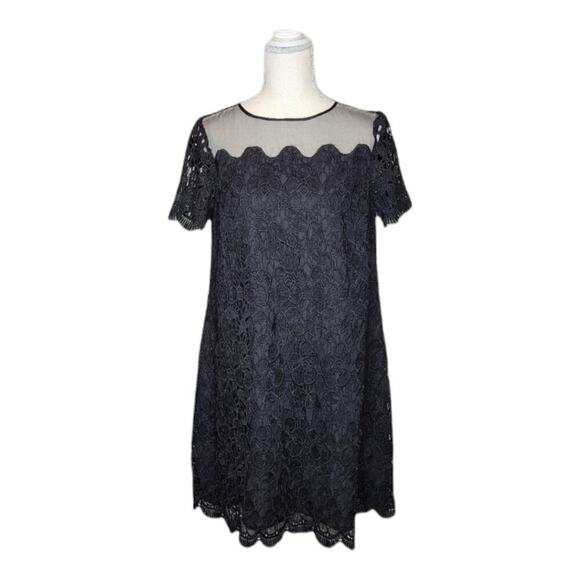 Asos Black Floral Crochet Overlay Dress Size 6 - Picture 1 of 14
